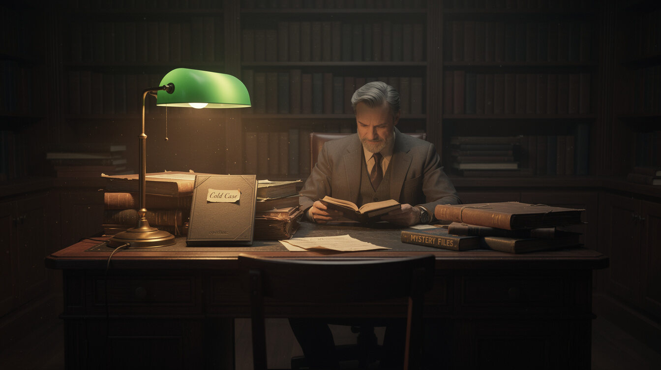 detective investigating old case files