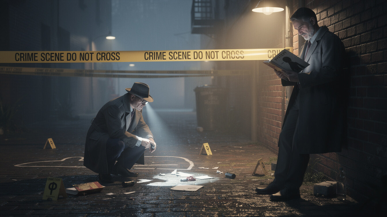 detective examining clues