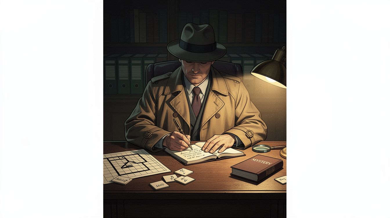 detective writing notes in notebook