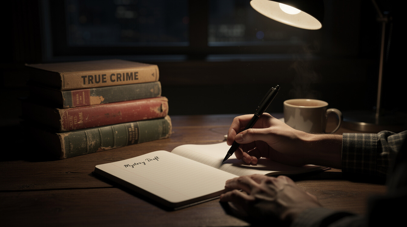 author writing mystery novel