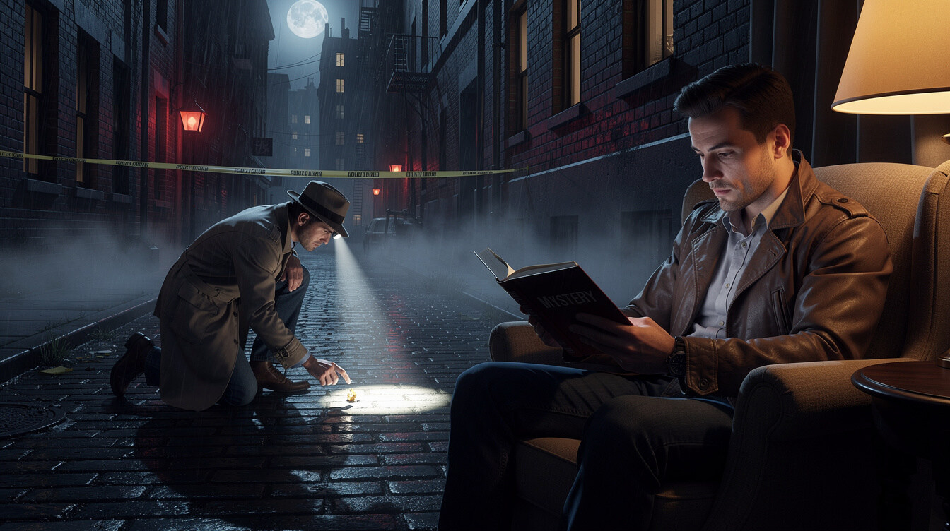 detective examining clues